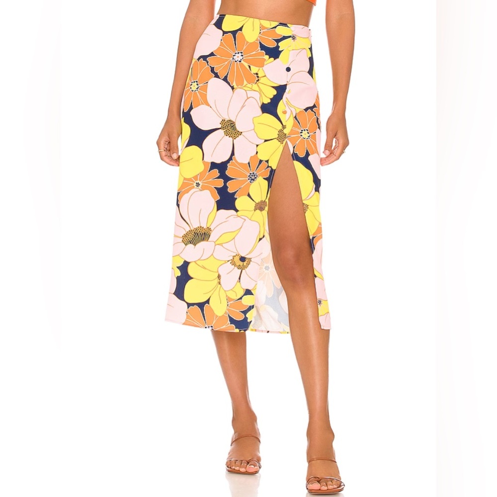 Sanctuary Night Ride Floral Midi Skirt